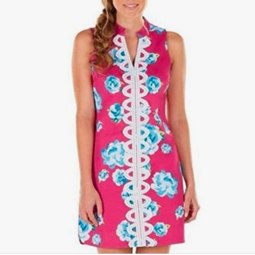 Mud Pie Mia Embroidered Dress Pink Floral Large